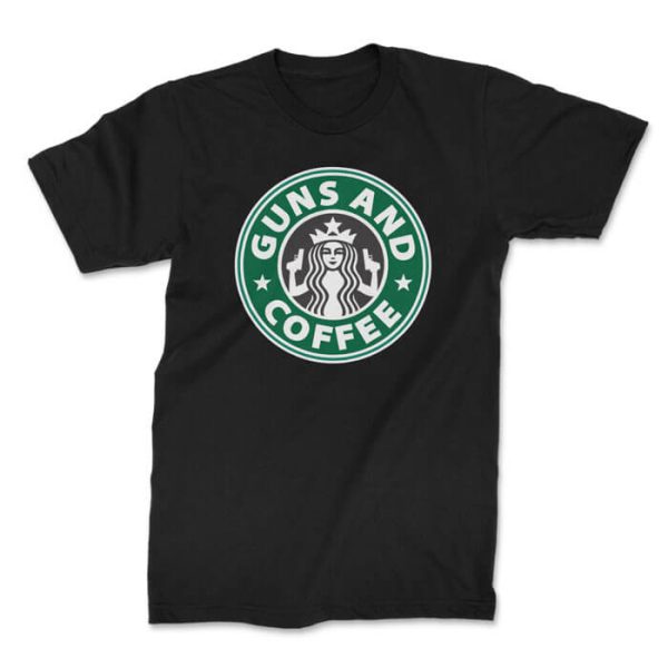 guns and coffee front black. TON "Guns and Coffee" Unisex Premium T-Shirt - Black