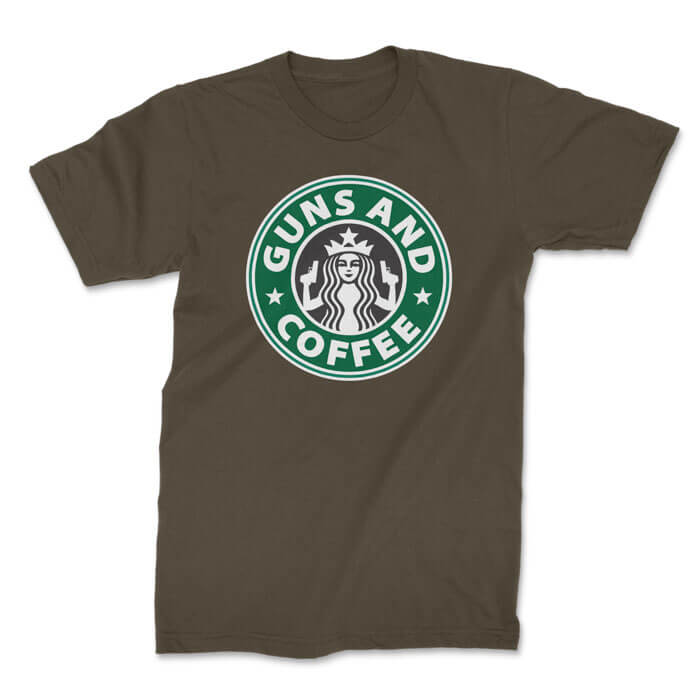 guns and coffee front olive. TON "Guns and Coffee" Unisex Premium T-Shirt - OD