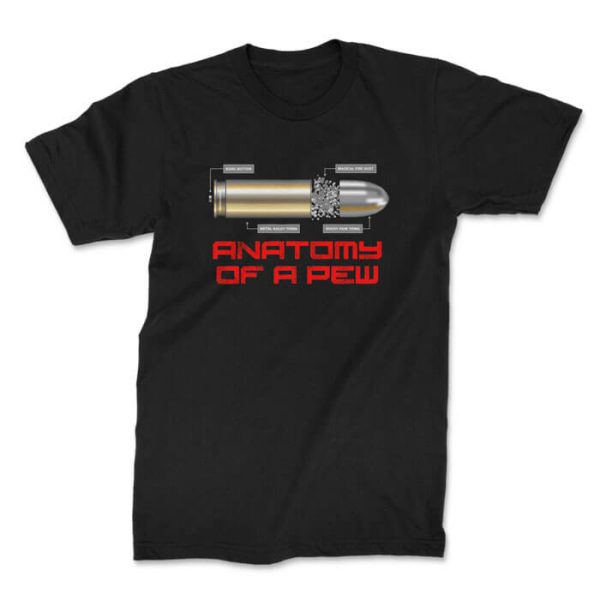 anatomy of a small pew front black. TON "Anatomy of a Pew - Small Pew" Unisex Premium T-Shirt - Black