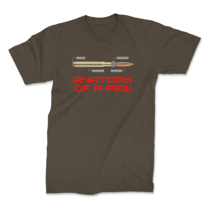 anatomy of a big pew front olive. TON "Anatomy of a Pew - Big Pew" Unisex Premium T-Shirt - OD