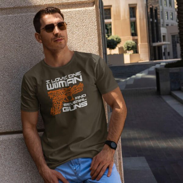 i love one woman lifestyle olive. TON "Love and Guns" Unisex Premium T-Shirt - OD