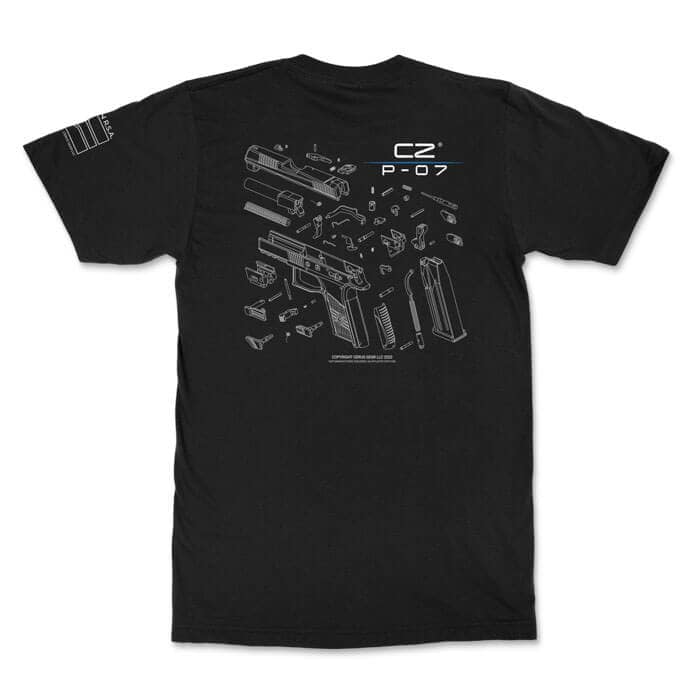 cerus cz p-07 back. Cerus Gear CZ P07 Schematic Premium T-Shirt - Black