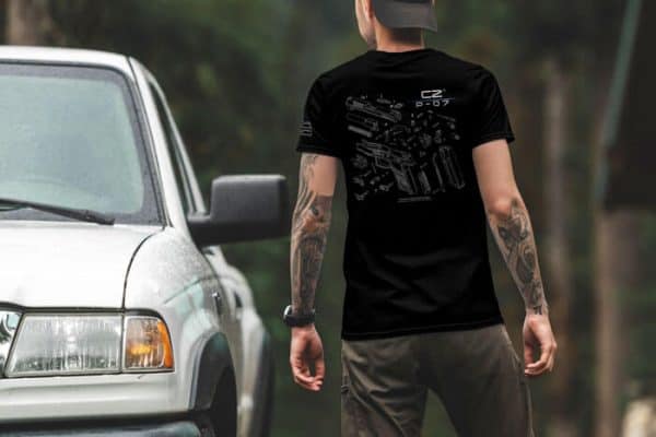 cz p-07 lifestyle back. Cerus Gear CZ P07 Schematic Premium T-Shirt - Black