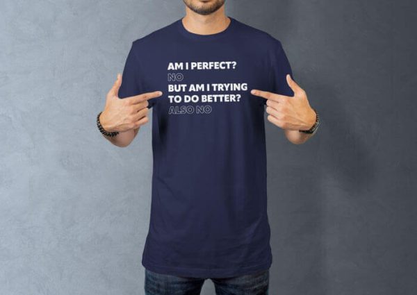 am i perfect lifestyle navy. TON "Am I Perfect" Unisex Premium T-Shirt