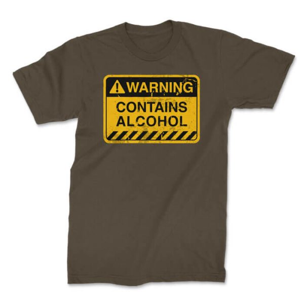 contains alcohol olive front. TON "Contains Alcohol" Unisex Premium T-Shirt