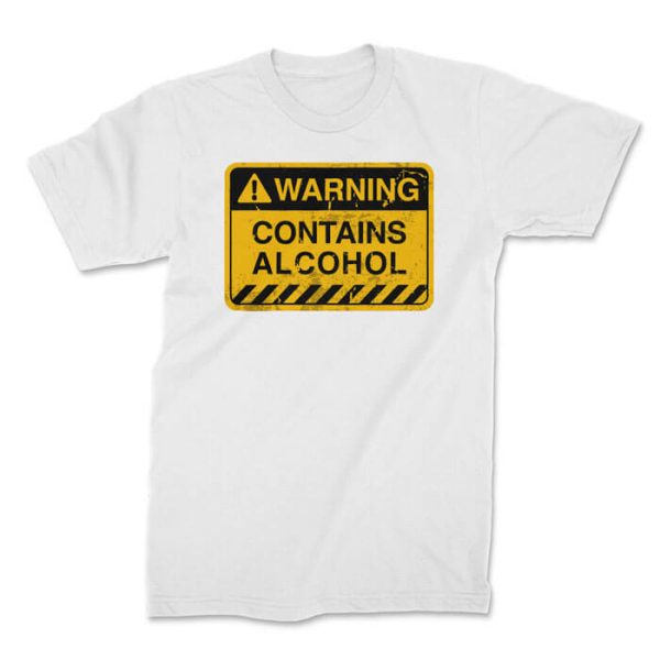 contains alcohol white front. TON "Contains Alcohol" Unisex Premium T-Shirt