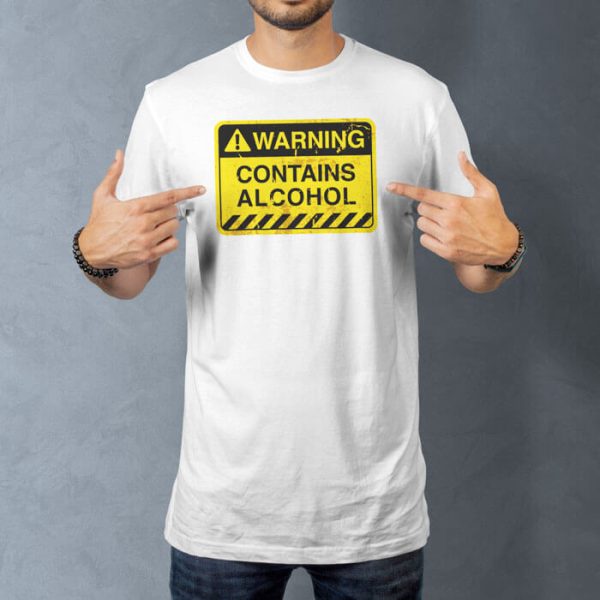contains alcohol lifestyle white. TON "Contains Alcohol" Unisex Premium T-Shirt