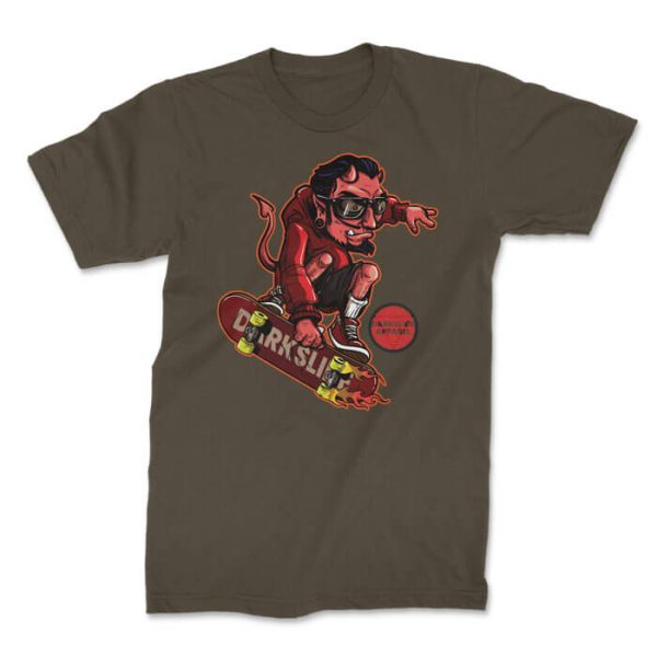 darkslide the red man front olive. TON "Darkslide The Red Man" Unisex Premium T-Shirt