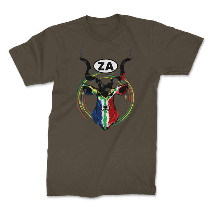 kudu za front olive. TON "Kudu ZA" Unisex Premium T-Shirt