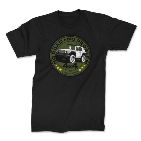 no road no worry - fj cruiser front black. TON "No Road No Problem - FJ Cruiser" Unisex Premium T-Shirt
