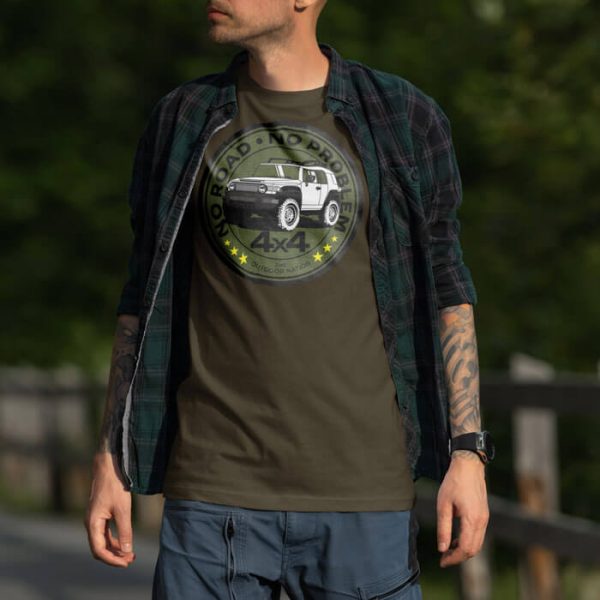 no road no worry - fj cruiser lifestyle olive. TON "No Road No Problem - FJ Cruiser" Unisex Premium T-Shirt