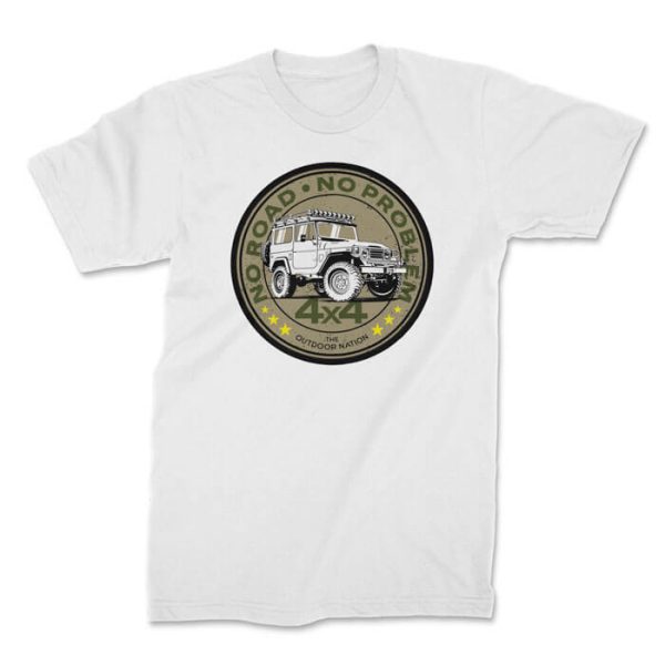 no road no problem fj40 front white. TON "No Road No Problem - FJ40" Unisex Premium T-Shirt