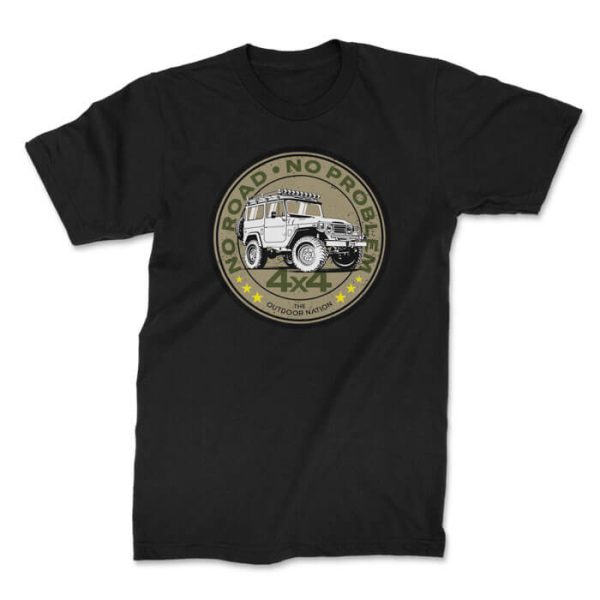 no road no problem fj40 front black. TON "No Road No Problem - FJ40" Unisex Premium T-Shirt