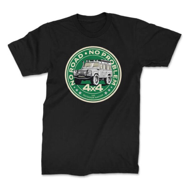 no road no problem land rover front black. TON "No Road No Problem - Land Rover" Unisex Premium T-Shirt