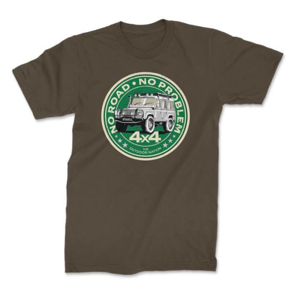 no road no problem land rover front olive. TON "No Road No Problem - Land Rover" Unisex Premium T-Shirt