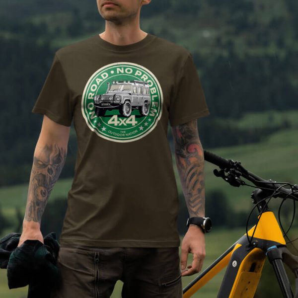 no road no problem land rover lifestyle olive. TON "No Road No Problem - Land Rover" Unisex Premium T-Shirt