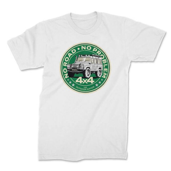 no road no problem land rover front white. TON "No Road No Problem - Land Rover" Unisex Premium T-Shirt