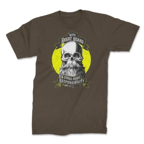 skull with beard classic front olive. TON "With Great Beard - Classic" Unisex Premium T-Shirt
