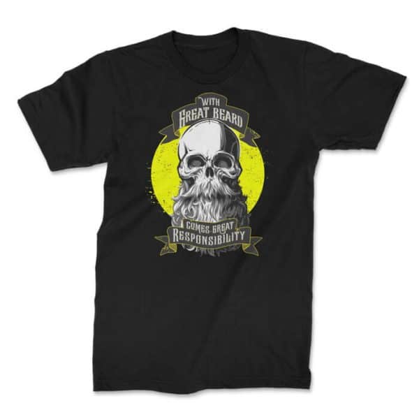 skull with beard classic front black. TON "With Great Beard - Classic" Unisex Premium T-Shirt