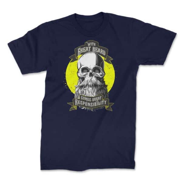 skull with beard classic front navy. TON "With Great Beard - Classic" Unisex Premium T-Shirt