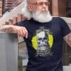 skull with beard classic lifestyle navy. TON "With Great Beard - Classic" Unisex Premium T-Shirt