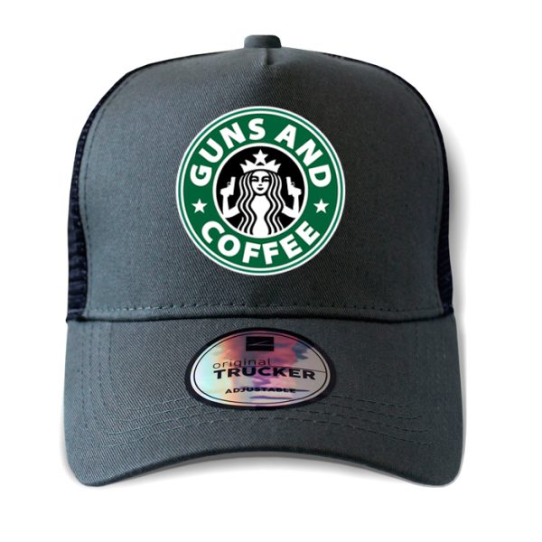 ton-outdoor-6-panel-outdoor-trucker-cap---guns-and. TON "Guns and Coffee" Outdoor Trucker Cap