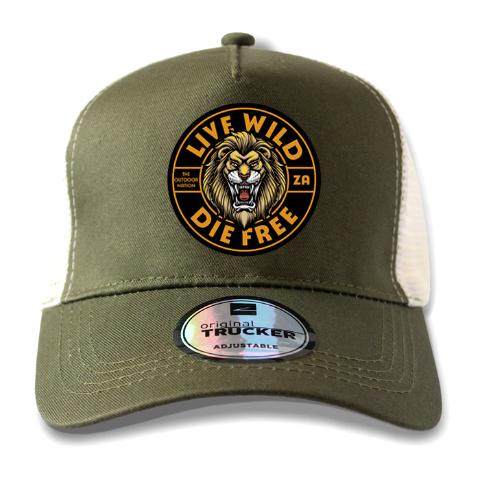 ton-outdoor-6-panel-outdoor-trucker-cap---live-wil. TON "Live Wild Die Free" Outdoor Trucker Cap