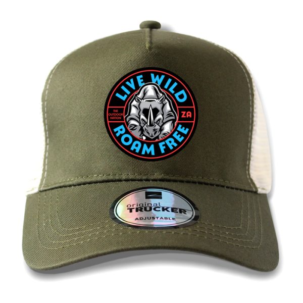 ton-outdoor-6-panel-outdoor-trucker-cap---live-wil. TON "Live Wild Roam Free" Outdoor Trucker Cap