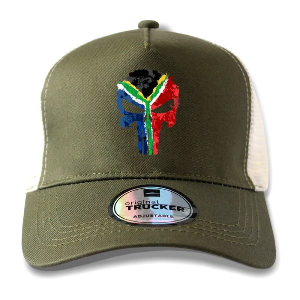 ton-outdoor-6-panel-outdoor-trucker-cap---sa-punis. TON "SA Flag Punisher" Outdoor Trucker Cap