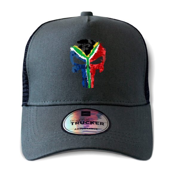 ton-outdoor-6-panel-outdoor-trucker-cap---sa-punis. TON "SA Flag Punisher" Outdoor Trucker Cap