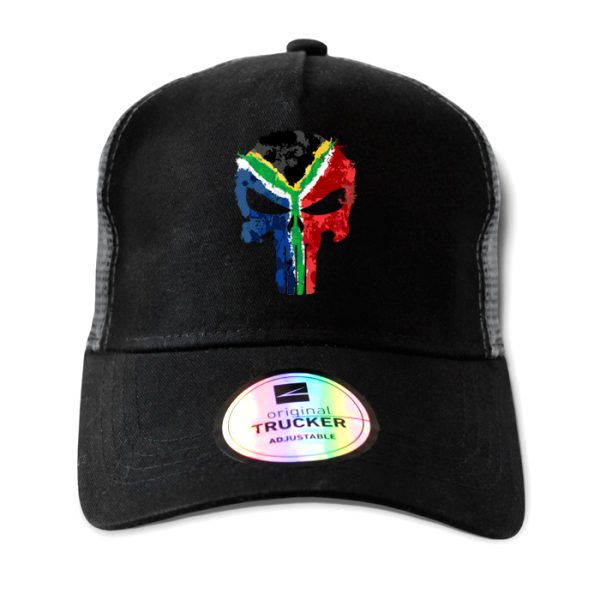 ton-outdoor-6-panel-outdoor-trucker-cap---sa-punis. TON "SA Flag Punisher" Outdoor Trucker Cap
