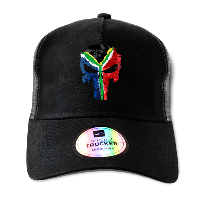 ton-outdoor-6-panel-outdoor-trucker-cap---sa-punis. TON "SA Flag Punisher" Outdoor Trucker Cap