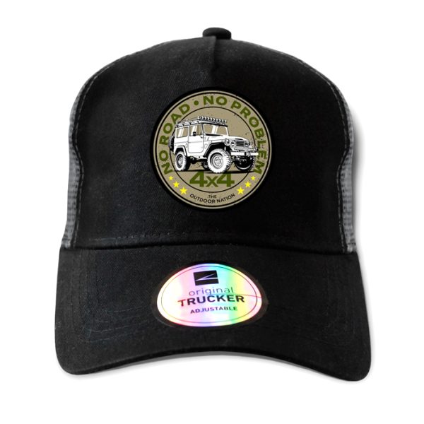 ton-outdoor-6-panel-outdoor-trucker-cap---no-road-. TON "No Road, No Problem - FJ40" Outdoor Trucker Cap