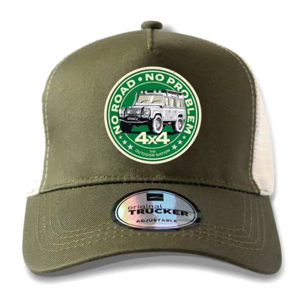 ton-outdoor-6-panel-outdoor-trucker-cap---no-road-. TON "No Road, No Problem - Land Rover" Outdoor Trucker Cap