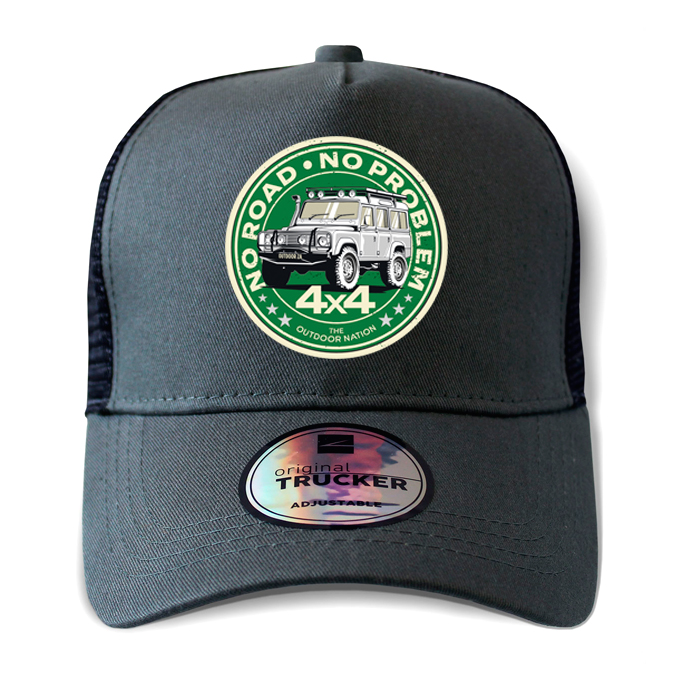ton-outdoor-6-panel-outdoor-trucker-cap---no-road-. TON "No Road, No Problem - Land Rover" Outdoor Trucker Cap