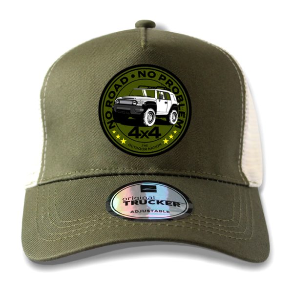 ton-outdoor-6-panel-outdoor-trucker-cap---no-road-. TON "No Road, No Problem - FJ Cruiser" Outdoor Trucker Cap