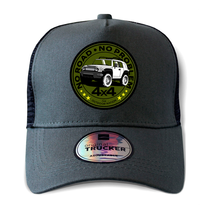 ton-outdoor-6-panel-outdoor-trucker-cap---no-rad--. TON "No Road, No Problem - FJ Cruiser" Outdoor Trucker Cap