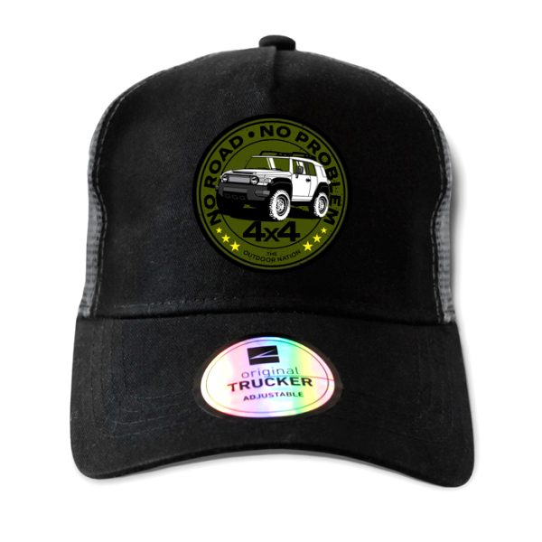 ton-outdoor-6-panel-outdoor-trucker-cap---no-road-. TON "No Road, No Problem - FJ Cruiser" Outdoor Trucker Cap