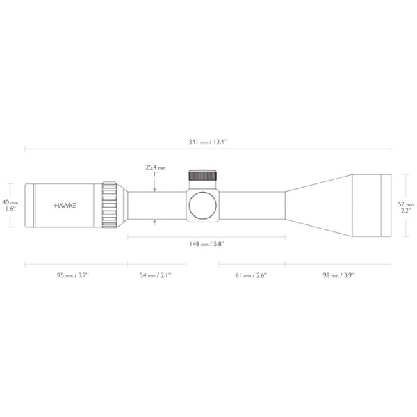 hawke-vantage-scope-4-12x50mm-ir-(rimfire-004-. Hawke Vantage Scope 4-12X50MM IR (Rimfire .22 Sub Reticle 12X)