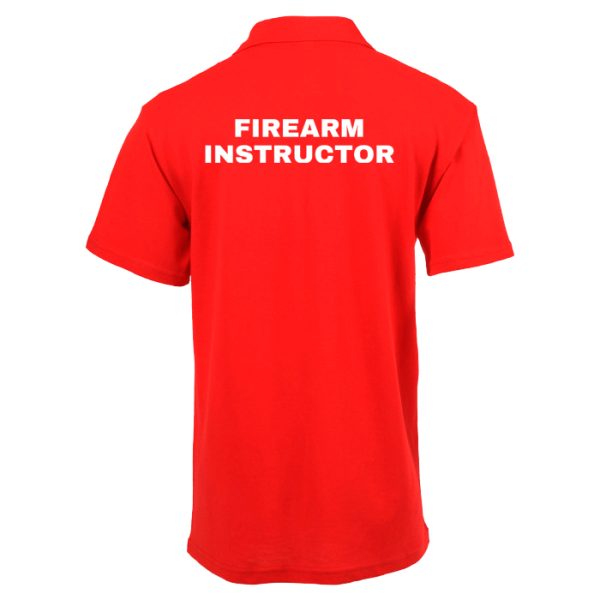dzi-firearm-instructor-golf-shirt-red-001. DZI "FIREARM INSTRUCTOR" 180g Cotton Polo Duty Shirt