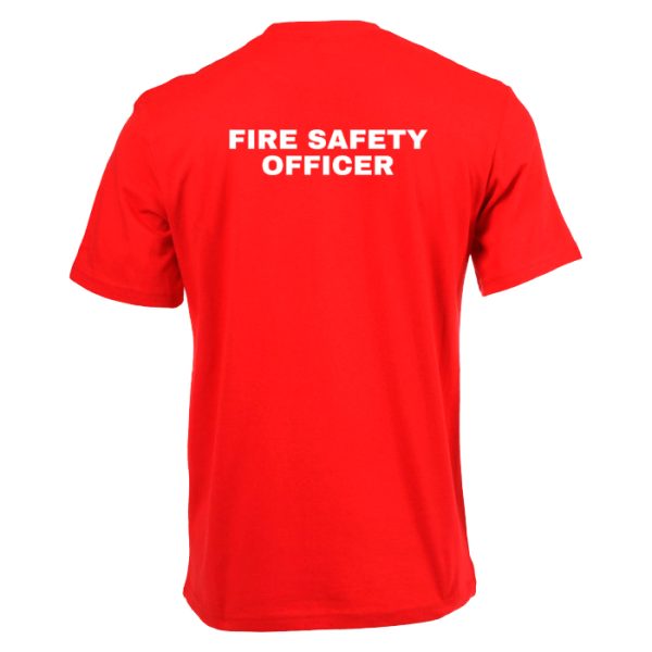 dzi-fire-safety-officer-t-shirt-red-001. DZI "FIRE SAFETY OFFICER" 165g Premium Duty T-Shirt