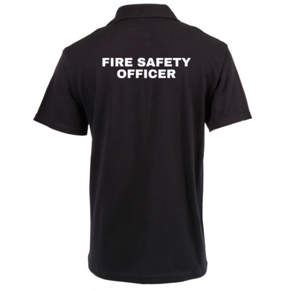 dzi-fire-safety-officer-polo-shirt-black-001. DZI "FIRE SAFETY OFFICER" 180g Cotton Polo Duty Shirt