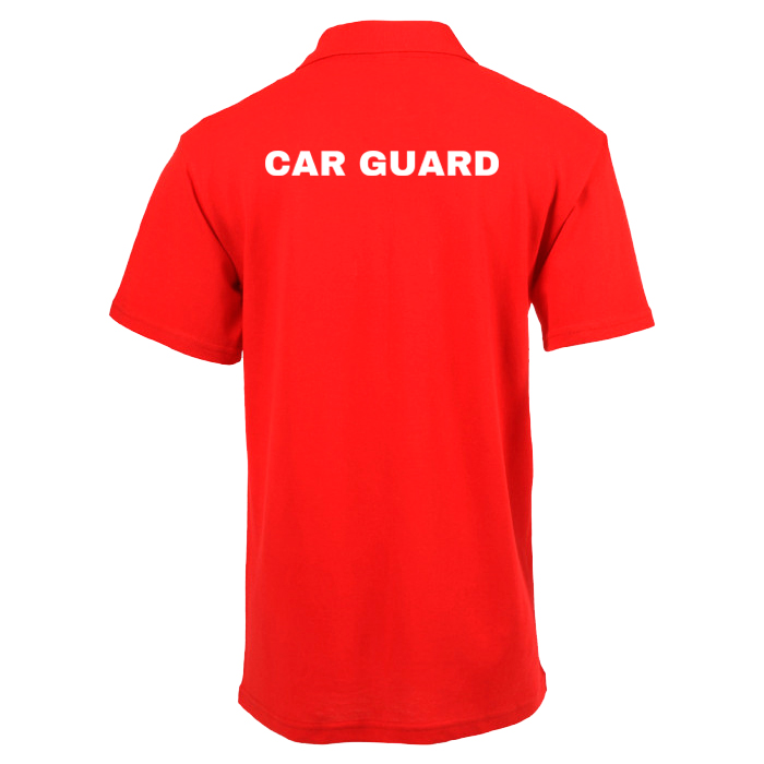 dzi-car-guard-polo-shirt-red-001. DZI "CAR GUARD" 180g Cotton Polo Duty Shirt
