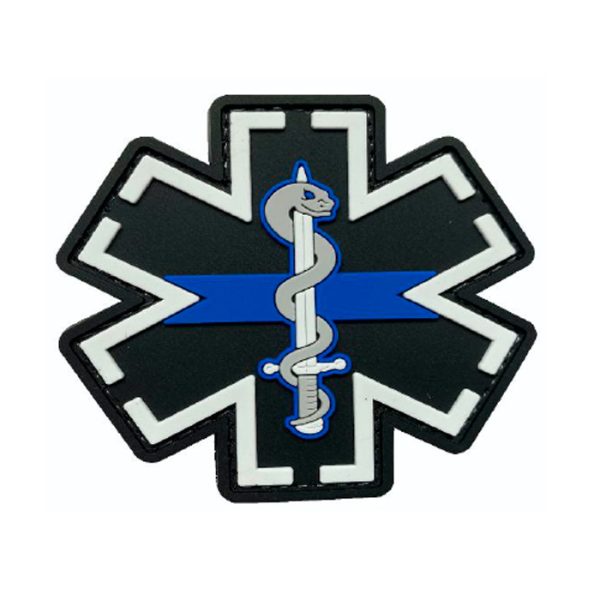 tacspec-emt-star-of-life-blue-line-pvc-velcro-patc. TacSpec "EMT Star of Life Blue Line" PVC Velcro Patch