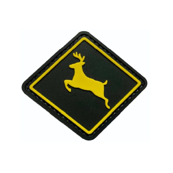 tacspec-running-deer-pvc-velcro-patch---black-yell. TacSpec "Running Deer" PVC Velcro Patch - Black/Yellow