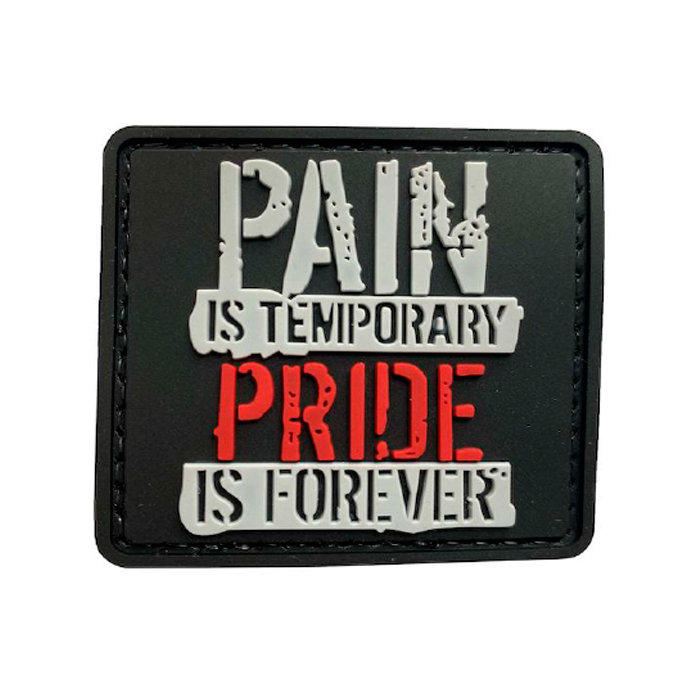 tacspec-pain-is-temporary-pvc-velcro-patch. TacSpec "Pain is Temporary" PVC Velcro Patch - Black/Grey