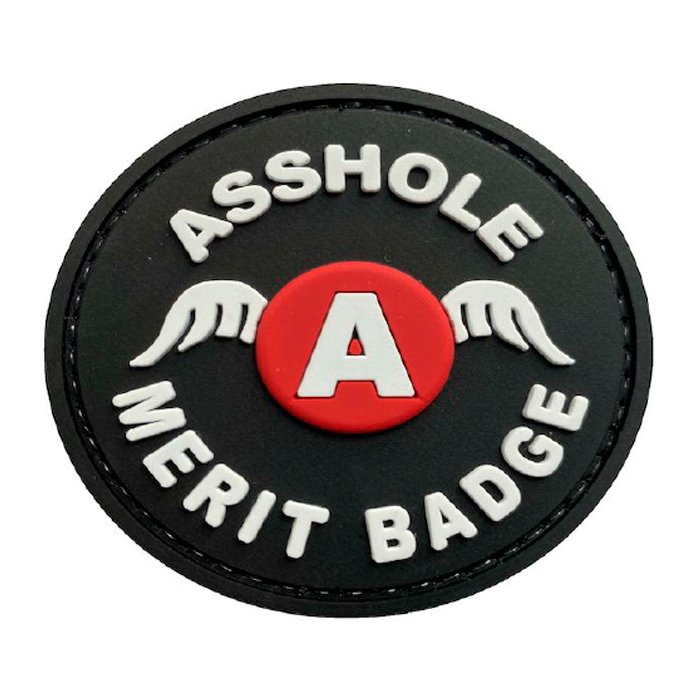 tacspec-asshole-merit-badge-pvc-velcro-patch. TacSpec "A**hole Merit Badge" PVC Velcro Patch - Black/Blue/White