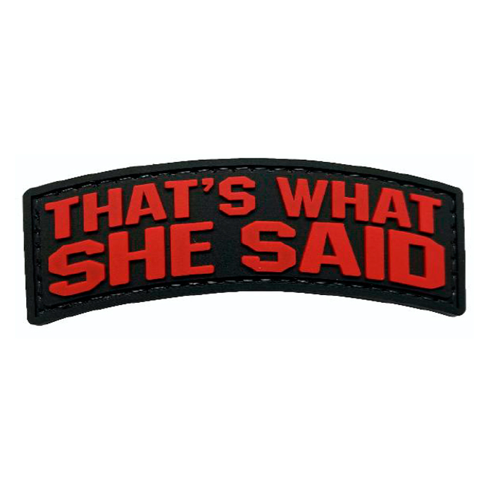 tacspec-thats-what-she-said-pvc-velcro-patch. TacSpec "That's What She Said" PVC Velcro Patch - Red