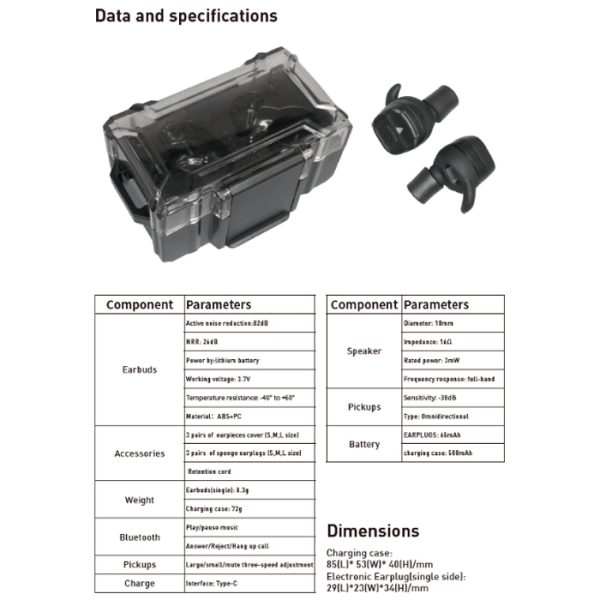 emm20-000-earmor-m20t-electronic-earplugs-various-. Earmor M20T Electronic Bluetooth Earplugs - BK