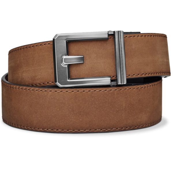 keblx3brn-kore-reinforced-buffalo-leather-ratcheti. Kore Reinforced Buffalo Leather Ratcheting Gun Belt with X3 Buckle - Brown - 24" - 44"